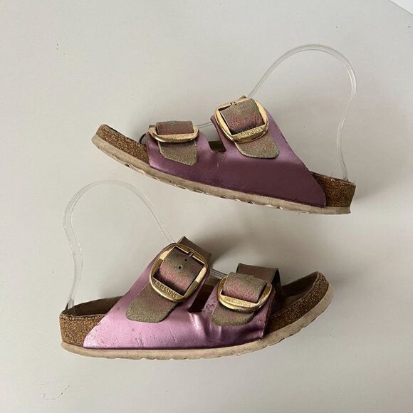 Birkenstock Arizona Big Buckle Washed Metallic Rose Two Strap Sandals 37 Narrow - Picture 2 of 11
